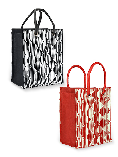 Combo of 14X12 BIG EYELET GEOMETRIC PRINT LUNCH (B-134-RED/WHITE) and 14X12 BIG EYELET GEOMETRIC PRINT LUNCH (B-134-BLACK/WHITE)