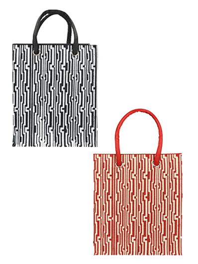Combo of 14X12 BIG EYELET GEOMETRIC PRINT LUNCH (B-134-RED/WHITE) and 14X12 BIG EYELET GEOMETRIC PRINT LUNCH (B-134-BLACK/WHITE)