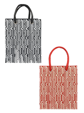 Load image into Gallery viewer, Combo of 14X12 BIG EYELET GEOMETRIC PRINT LUNCH (B-134-RED/WHITE) and 14X12 BIG EYELET GEOMETRIC PRINT LUNCH (B-134-BLACK/WHITE)
