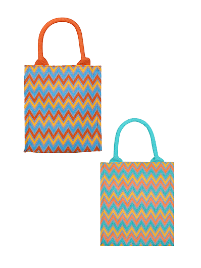 Combo of 9X8 ZIGZAG MULTICOLOUR (B-156-ORANGE) and 9X8 ZIGZAG MULTICOLOUR (B-156-TURQUOISE BLUE)