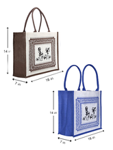 Load image into Gallery viewer, Combo Of 14 X 16 WARLI PRINT BAG (B-059-BLUE) and 14 X 16 WARLI PRINT BAG (B-059-BROWN)

