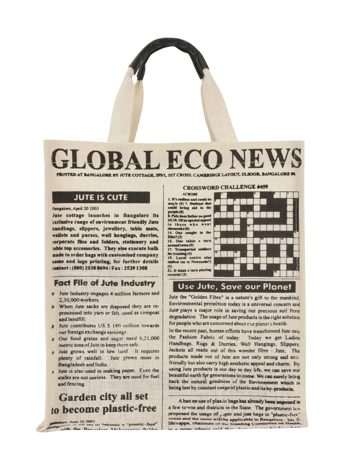 JUTE COTTAGE GLOBAL SHOPPING BAG, SUSTAINABLE, ECO-FRIENDLY, 100% GENUINE JUTE, STYLISH (WHITE 15X13X8)
