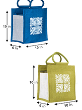 Load image into Gallery viewer, Combo of 10 X 10 MOTIF ZIPPER LUNCH (B-014-BRIGHT BLUE) and 10 X 10 MOTIF ZIPPER LUNCH (B-014-OLIVE GREEN)
