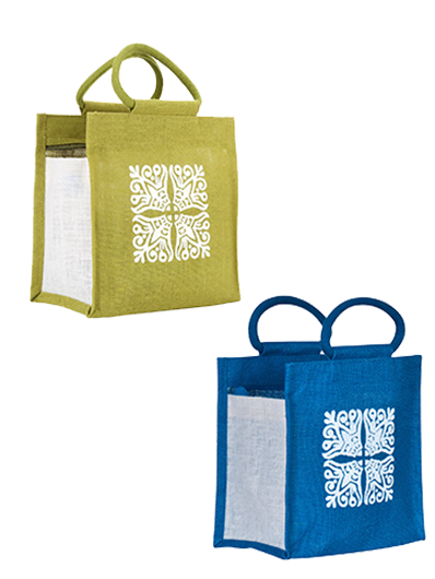 Combo of 10 X 10 MOTIF ZIPPER LUNCH (B-014-BRIGHT BLUE) and 10 X 10 MOTIF ZIPPER LUNCH (B-014-OLIVE GREEN)