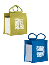 Load image into Gallery viewer, Combo of 10 X 10 MOTIF ZIPPER LUNCH (B-014-BRIGHT BLUE) and 10 X 10 MOTIF ZIPPER LUNCH (B-014-OLIVE GREEN)
