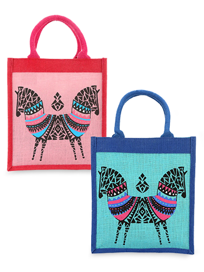 Combo of 12 X 11 DOUBLE ZEBRA PRINT BAG (B-072-PINK) and 12 X 11 DOUBLE ZEBRA PRINT BAG (B-072-BRIGHT BLUE)
