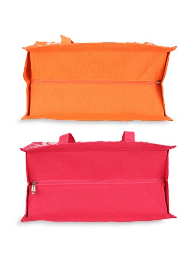 Combo of 16X16 PRINTED ZIPPER JUCO (B-031-ORANGE) and 16X16 PRINTED ZIPPER JUCO (B-031-HOT PINK)