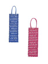 Load image into Gallery viewer, Combo of BOTTLE BAG JUTE COTTAGE PRINTED (B-062-BRIGHT BLUE) and BOTTLE BAG JUTE COTTAGE PRINTED (B-062-MAGENTA)
