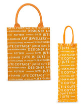 Load image into Gallery viewer, Combo of 13 X 11 JUTE COTTAGE PRINTED ZIPPER (B-038-YELLOW) and BOTTLE BAG JUTE COTTAGE PRINTED (B-062-YELLOW)
